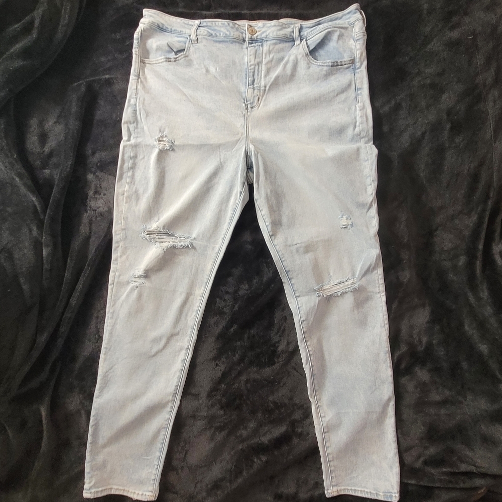 American Eagle Hi Rise Jegging Distressed Light Wash Size 24 Long